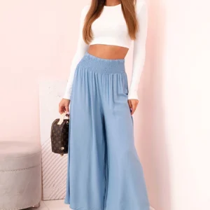 Moteriškos viskozės kelnės su elastingu juosmens audiniu