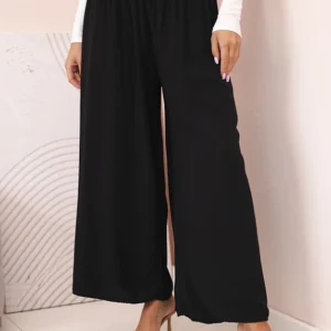 Moteriškos viskozės kelnės su elastine juosmens juosta