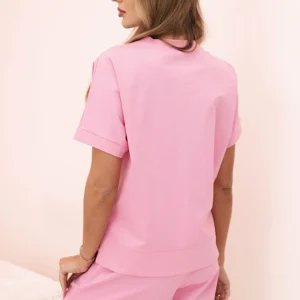 Moteriškas punto trumpomis rankovėmis ir šortais šviesiai