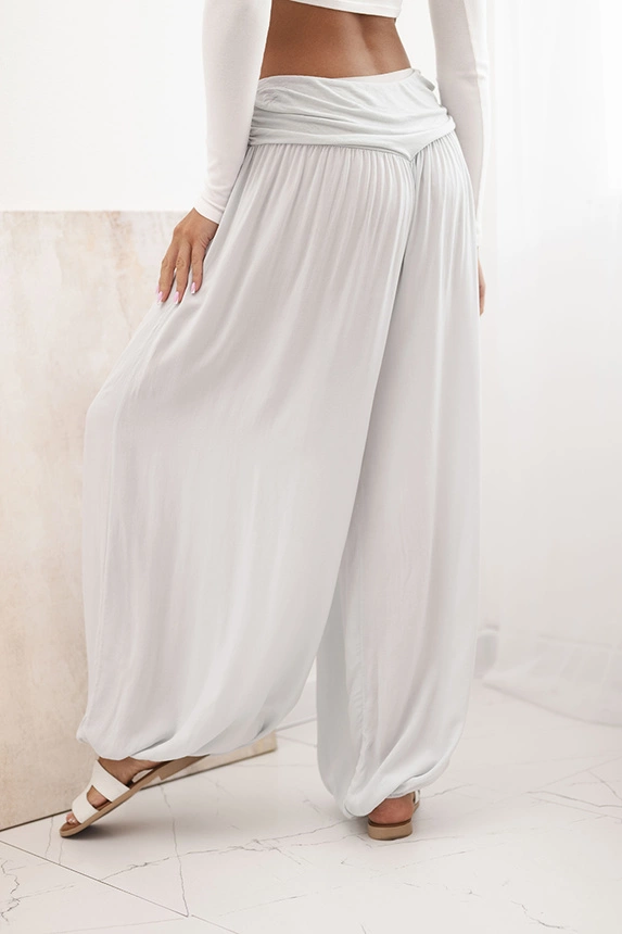 32959_2 Moteriškos viskozės kelnės su plačiomis kojomis ir raukiniais - Image 2