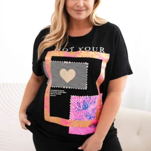 Moteriški medvilniniai Plus Size marškinėliai su užrašu +