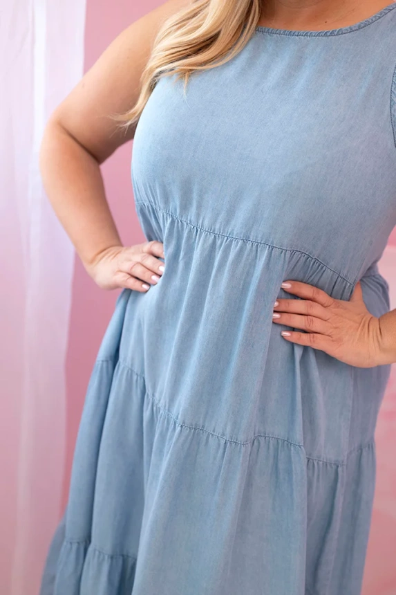 33029_3 Pliusinio dydžio moteriška suknelė iš liocelio, platėjanti su raukiniais lengvas audinys - Image 4