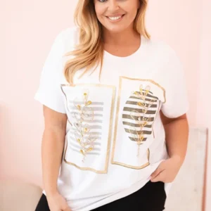 Moteriška medvilninė Plus Size palaidinė su žvyneliais +