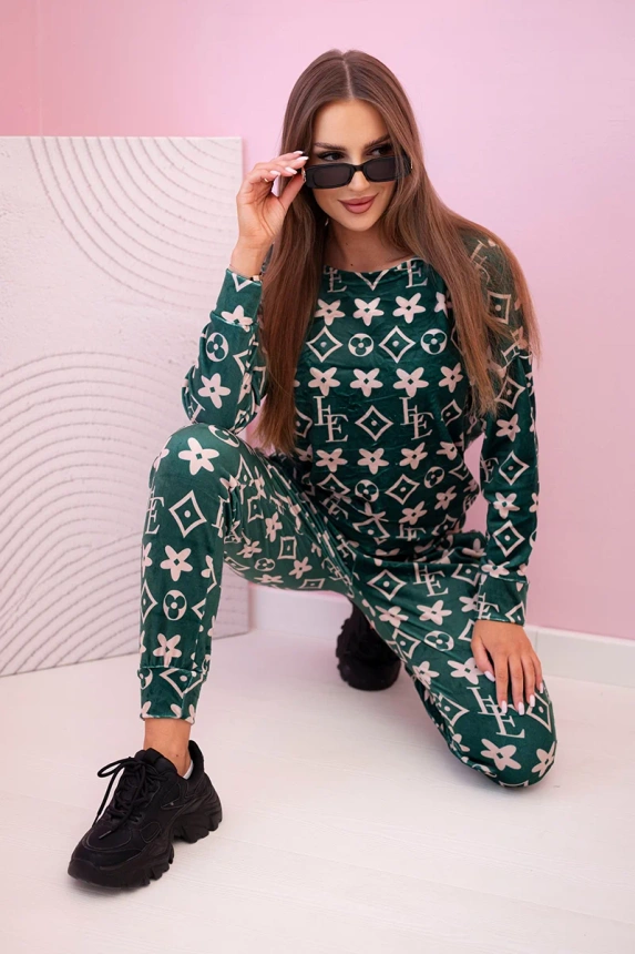 33097_3 Moteriškas veliūrinis su monograma + smėlio - Image 2