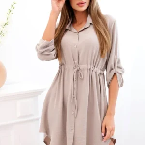 Suknelė su sagų užsegimu ir kaklaraiščiu ties juosmeniu fango