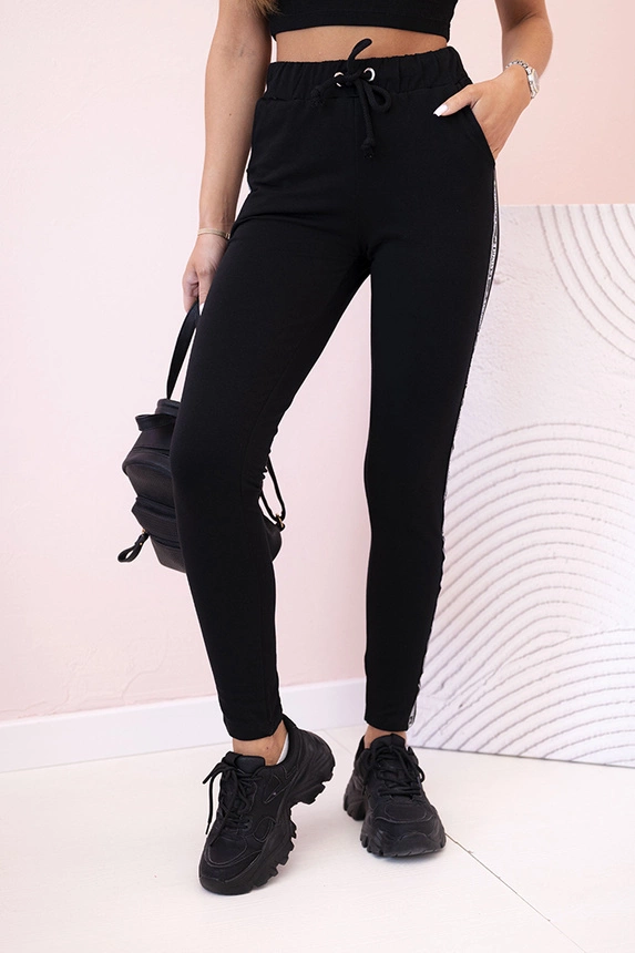 33223_1 Moteriškos tamprės su juostelėmis šonuose ir raišteliu juosmenyje