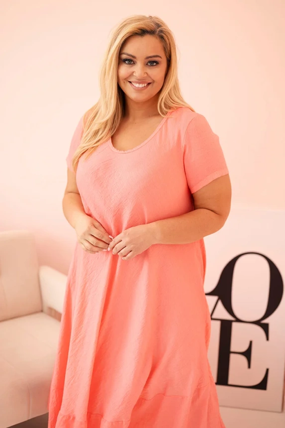 33232_4 Moteriška Plus Size suknelė trumpomis rankovėmis ir raukiniais iš lengvos viskozės - Image 2