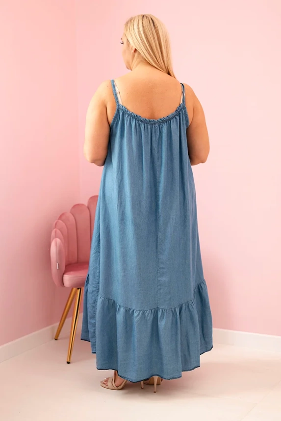 33256_2 Plius dydžio moteriška suknelė su petnešėlėmis ir raukiniais - Image 3