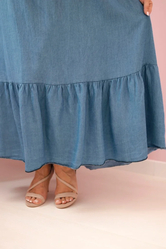 33256_4 Plius dydžio moteriška suknelė su petnešėlėmis ir raukiniais - Image 4