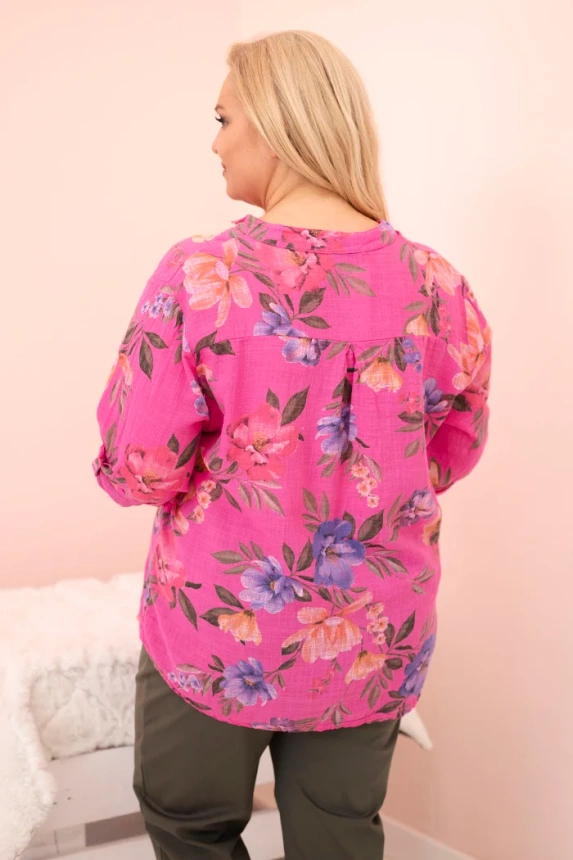 33296_2 Moteriška Plus Size medvilninė palaidinė su gėlėmis - Image 3