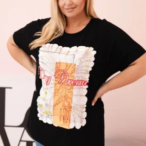 Moteriška Plus Size medvilninė palaidinė su užrašu „Day Dream“ +