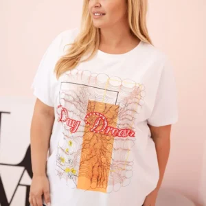 Moteriška Plus Size medvilninė palaidinė su užrašu „Day Dream“ +