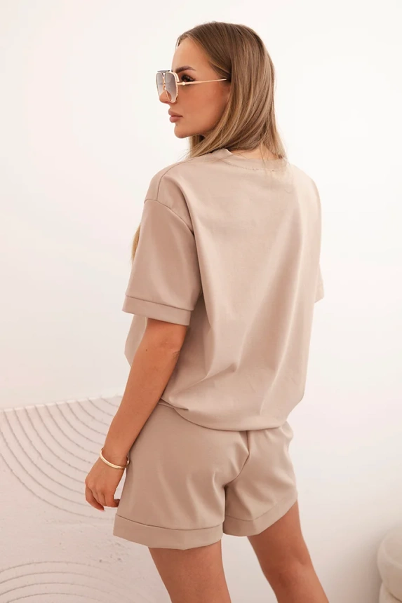 33327_2 Moteriškas punto su trumpomis rankovėmis ir laisvais šortais kupranugario - Image 3