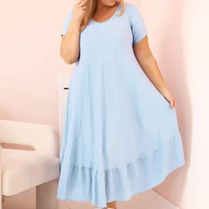 Moteriška Plus Size viskozinė suknelė su abstrakčiu raštu