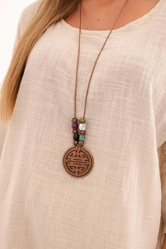 33488_4 Moteriškas iš viskozės, bluzon su karoliais ir kelnės, bežinė - Image 4