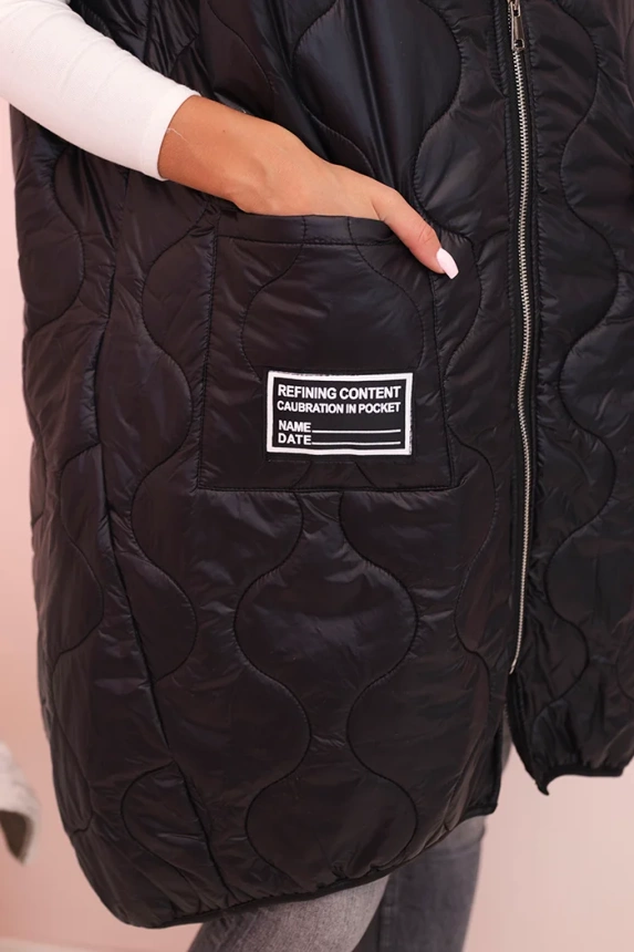 33698_4 Moteriška pūkinė liemenė Plus Size su kapišonu užtrauktuku - Image 4