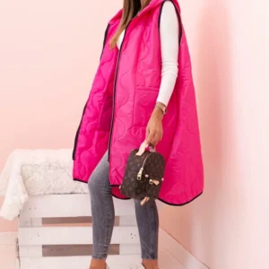 Pikota moteriška liemenė Plus Size su gobtuvu, užsegama užtrauktuku