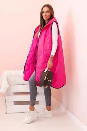 Pikota moteriška liemenė Plus Size su gobtuvu, užsegama užtrauktuku