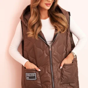 Moteriška pamušaluota liemenė Plus Size su kapišonu, užsegama užtrauktuku