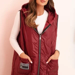 Moteriška pamušaluota liemenė Plus Size su kapišonu, užsegama užtrauktuku