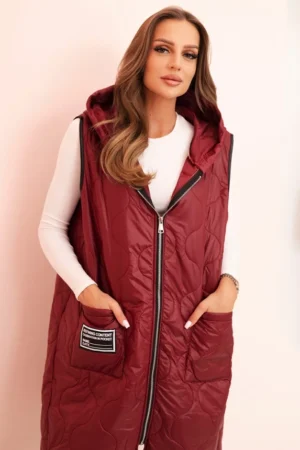 Moteriška pamušaluota liemenė Plus Size su kapišonu, užsegama užtrauktuku