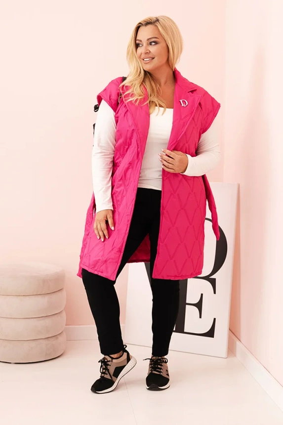 33943_1 Moteriška Plus Size pamušalinė liemenė su diržu ir apykakle - Image 2