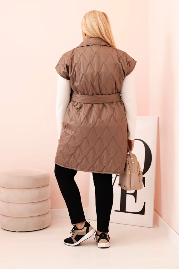 33946_2 Moteriška Plus Size liemenė su diržu ir apykakle fango - Image 3