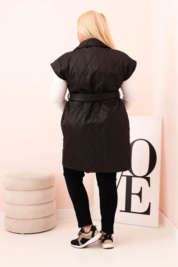 33947_2 Moteriška Plus Size pamušaluota liemenė su diržu ir apykakle - Image 3