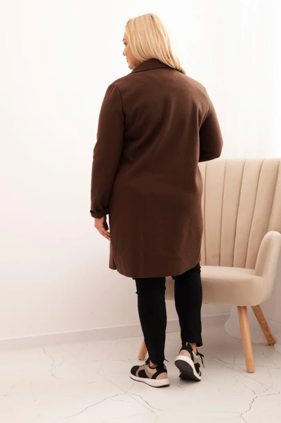 33961_2 Damska elegantiška paltas Plus Size su apykakle ir didelėmis kišenėmis - Image 3