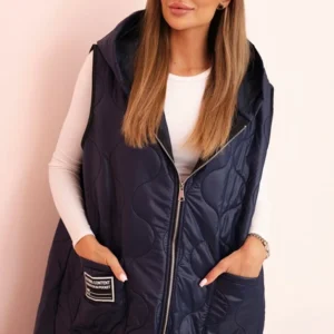 Moteriška pamušaluota liemenė Plus Size su gobtuvu, užsegama užtrauktuku