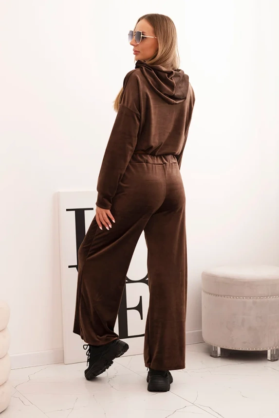 33991_2 Moteriškas velveto treniruotės su plačiomis kelnėmis ir gobtuvu - Image 3
