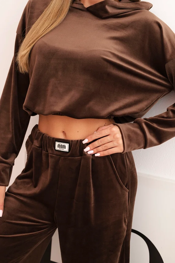 33991_4 Moteriškas velveto treniruotės su plačiomis kelnėmis ir gobtuvu - Image 4