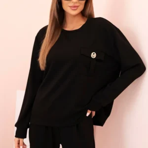 Moteriškas sviestinis džemperis ir kelnes su gumyte