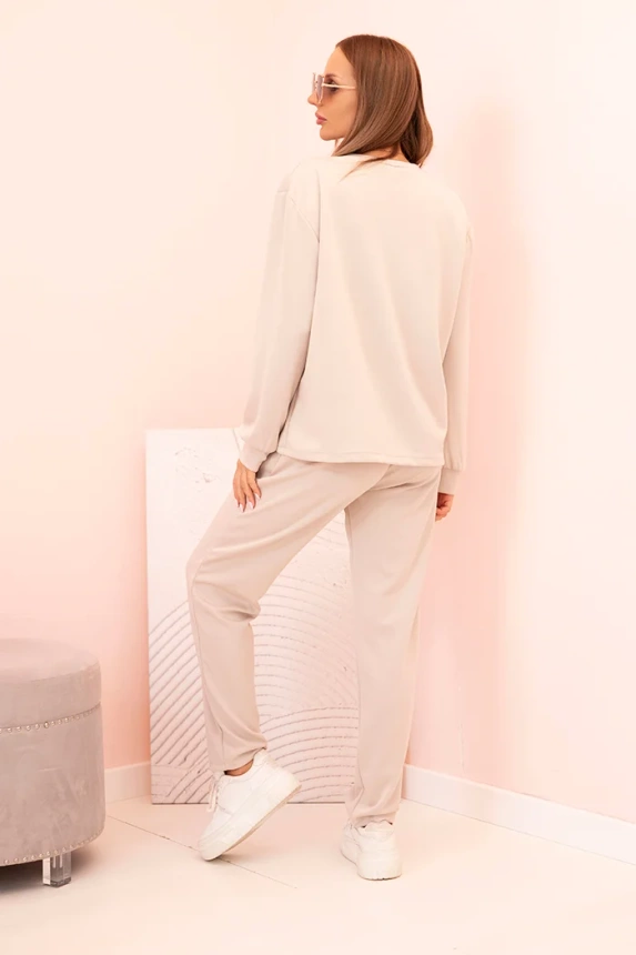 34070_2 Moteriškas , sviestinis džemperis ir kelnes su gumyte, bežinis - Image 3