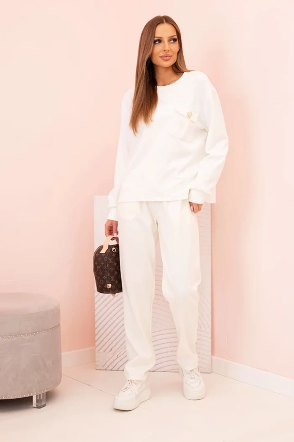 34073_1 Moteriškas sviestinis, džemperis ir kelnes su guma ecru - Image 2