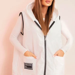 Moteriška pamušaluota liemenė Plus Size su gobtuvu, užsegama užtrauktuku