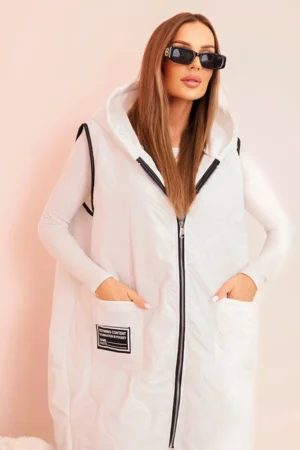 Moteriška pamušaluota liemenė Plus Size su gobtuvu, užsegama užtrauktuku