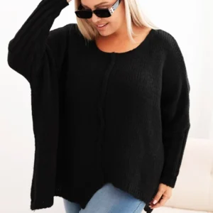 Moteriškas Plus Size megztinis su akrilu, laisvo kirpimo ir 3/4 rankovėmis