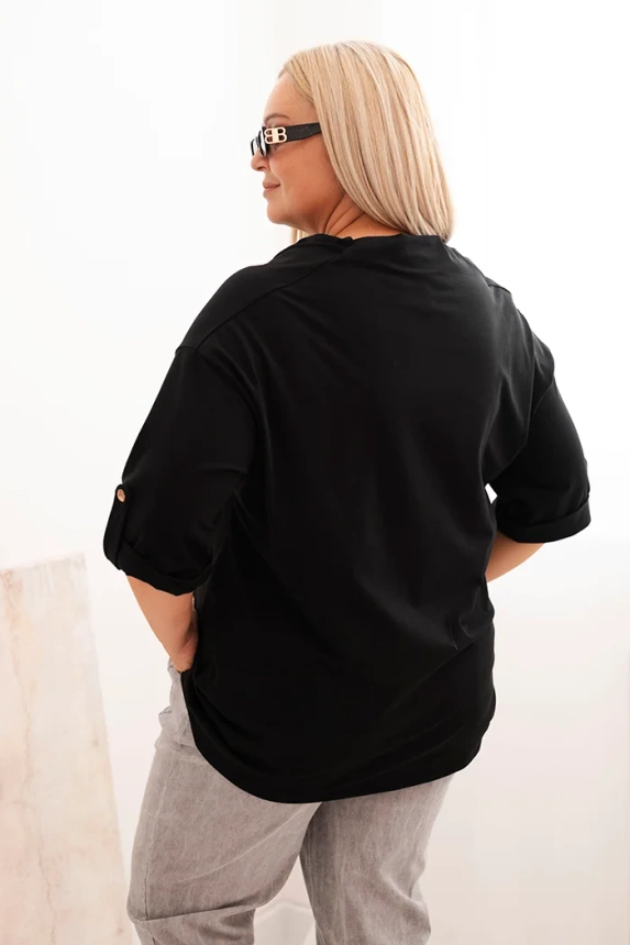 34167_2 Moteriška Plus Size palaidinė su medvilne laisvu kirpimu su vandens iškirpte - Image 3