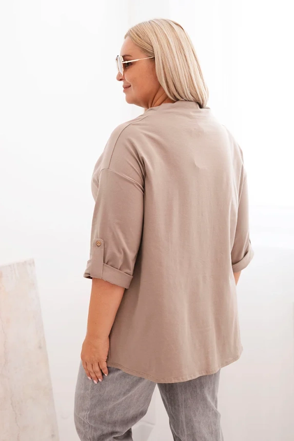 34168_2 Moteriška bluzonė Plus Size su medvilne laisvo kirpimo su vandens iškirpte fango - Image 3