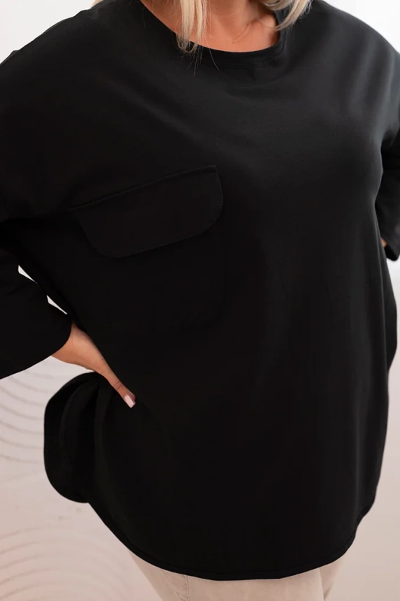 34176_4 Moteriška bluzonė Plus Size su medvilne, su kišene ir sukamu rankovėmis - Image 4