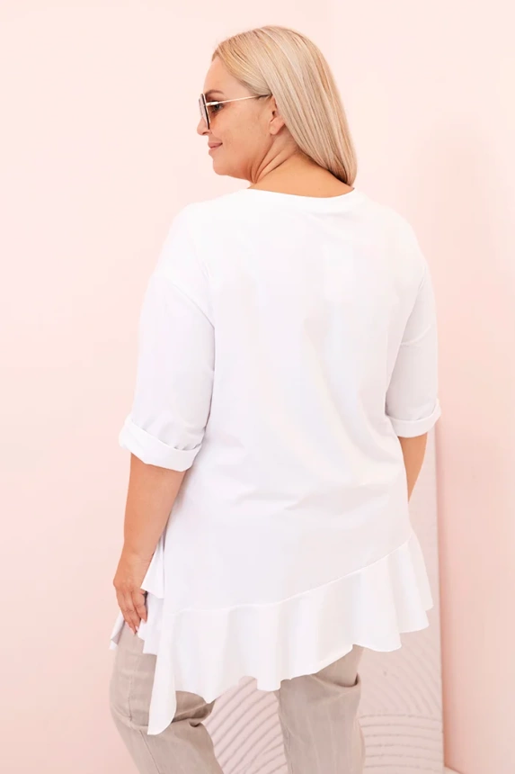 34191_2 Moteriška Plus Size marškinėliai su medvilne, kišenė ir sukamu rankovėmis kiwi - Image 3