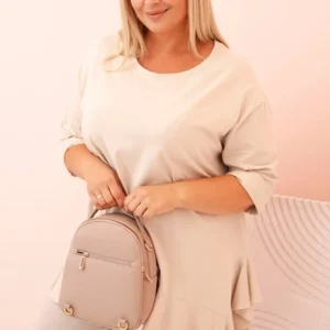 Moteriška Plus Size marškinėliai su medvilne, kišenė ir sukamu rankovėmis kiwi