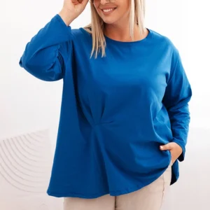 Moteriška Plus Size marškinėliai su medvilne, kišenė ir sukamu rankovėmis kiwi