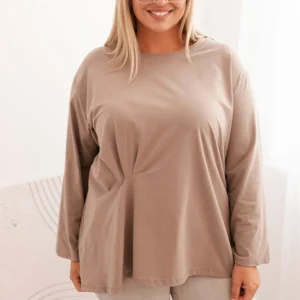 Moteriška Plus Size marškinėliai su medvilne, kišenė ir sukamu rankovėmis kiwi