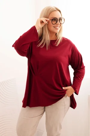 Moteriška Plus Size marškinėliai su medvilne, kišenė ir sukamu rankovėmis kiwi