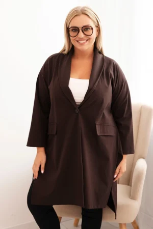 Damska narzutka Plus Size Punto su medvilne, užsegama mygtuku