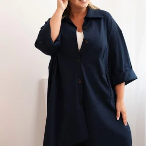 Moteriška Plus Size Punto striukė su medvilne ir mygtukais