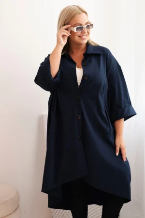 Moteriška Plus Size Punto striukė su medvilne ir mygtukais