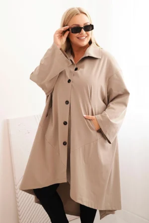 Moteriška Plus Size Punto švarkas su medvilne ir sagomis fango